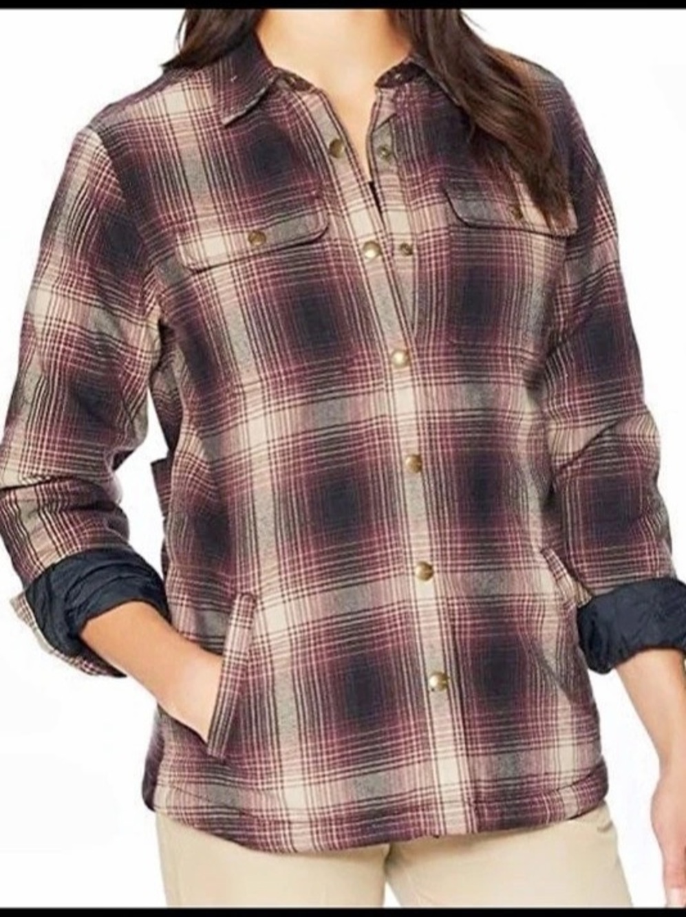 CARHARTT Women’s Hubbard Sherpa Lined Flannel Jacket Size Large 12/14